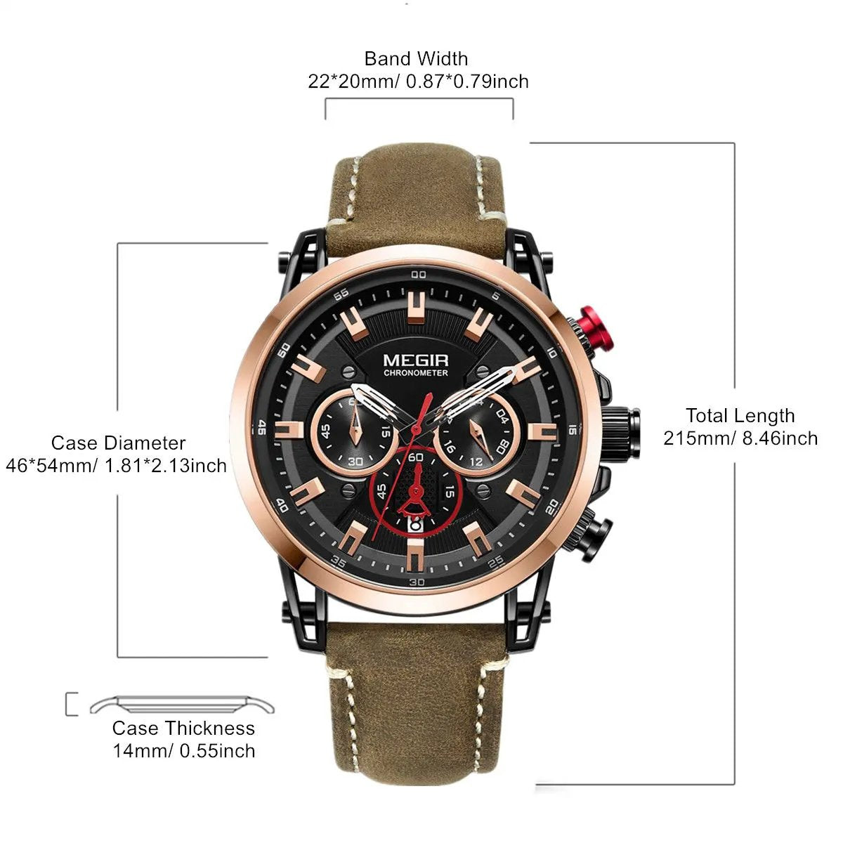 MEGIR Men's Sport Watches Chronograph Luxury Quartz Military Wristwatches Waterproof Luminous Date Clock Relogio Masculino 2085 by MEGIR WATCH GROUP