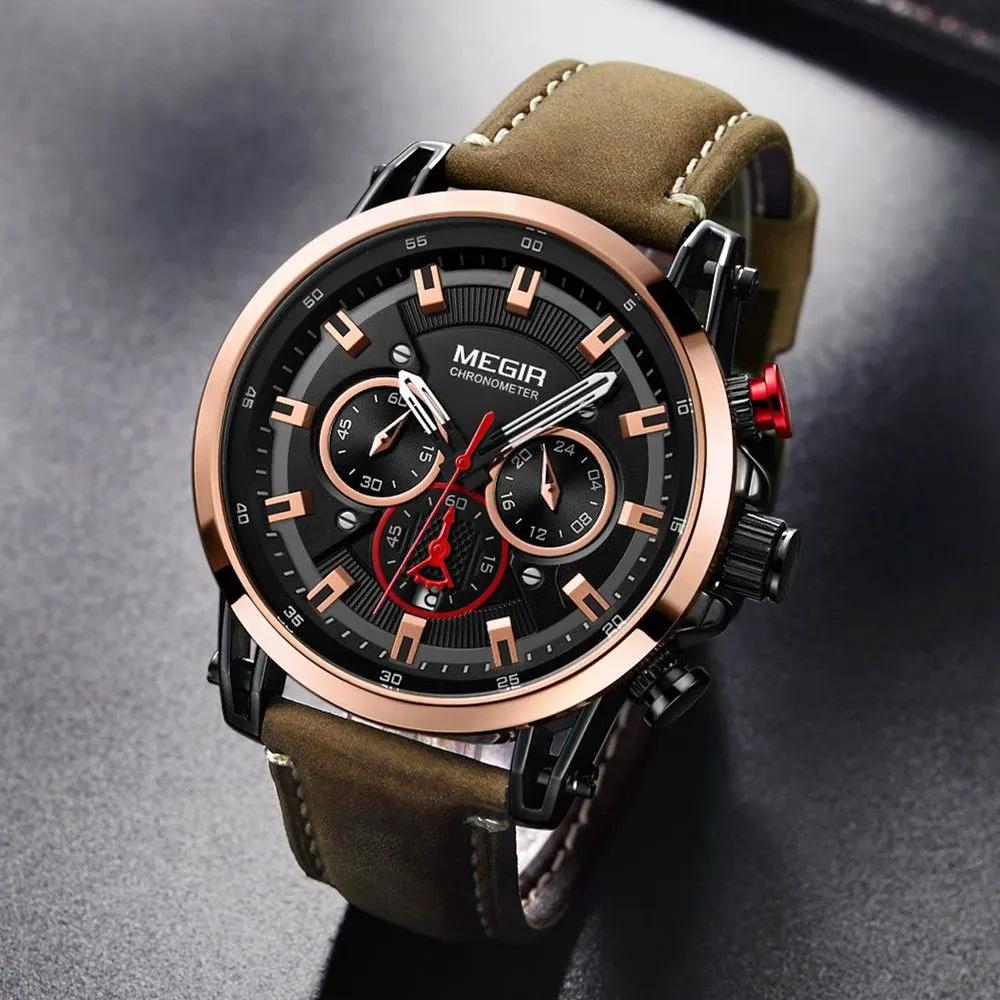 MEGIR Men's Sport Watches Chronograph Luxury Quartz Military Wristwatches Waterproof Luminous Date Clock Relogio Masculino 2085 by MEGIR WATCH GROUP