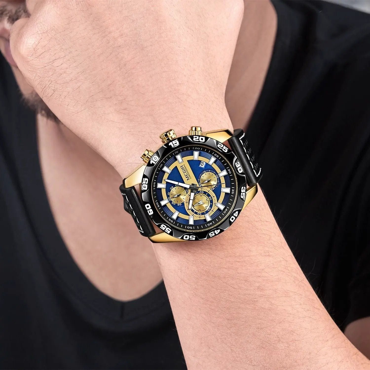 MEGIR Fashion Men's Watch Multifunctional Casual Sport Wristwatch Waterproof Luminous Male Quartz Chronograph Reloj Hombre 2096 by MEGIR WATCH GROUP