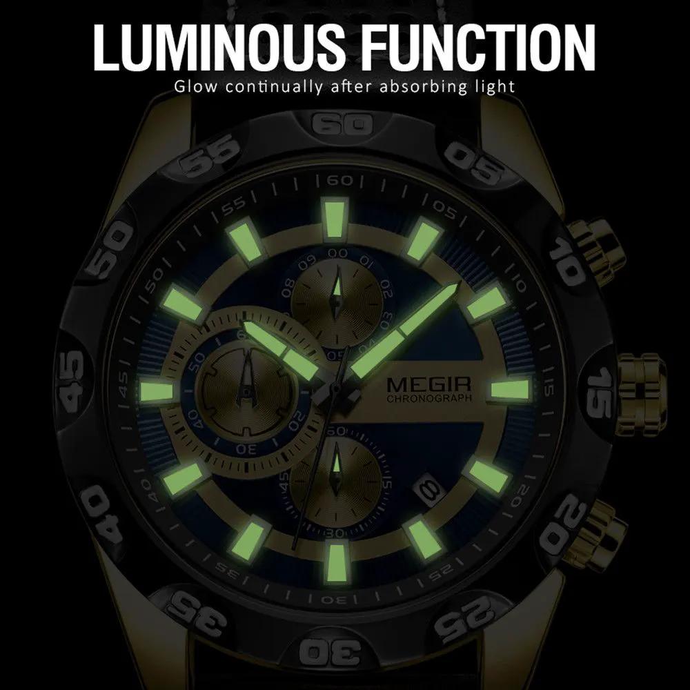 MEGIR Fashion Men's Watch Multifunctional Casual Sport Wristwatch Waterproof Luminous Male Quartz Chronograph Reloj Hombre 2096 by MEGIR WATCH GROUP