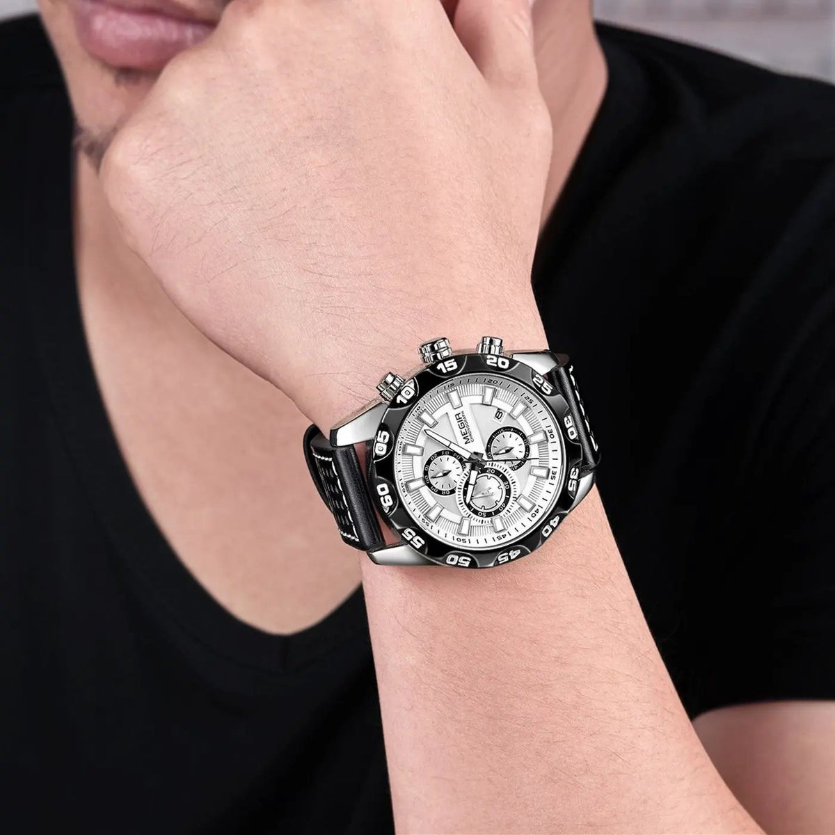 MEGIR Fashion Men's Watch Multifunctional Casual Sport Wristwatch Waterproof Luminous Male Quartz Chronograph Reloj Hombre 2096 by MEGIR WATCH GROUP