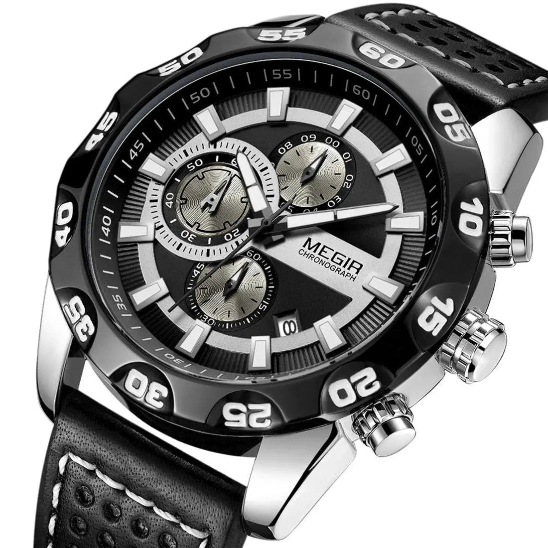 MEGIR Fashion Men's Watch Multifunctional Casual Sport Wristwatch Waterproof Luminous Male Quartz Chronograph Reloj Hombre 2096 by MEGIR WATCH GROUP