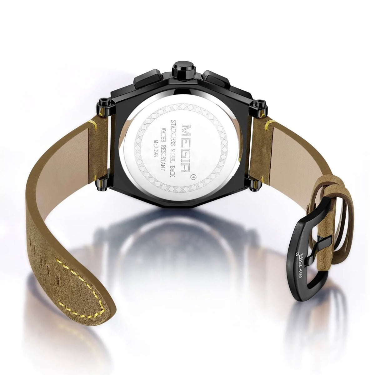 MEGIR Luxury Quartz Men Watch Multifunction Leather Strap Sport Chronograph Waterproof Man Wristwatch Clock Montre Homme 2098 by MEGIR WATCH GROUP
