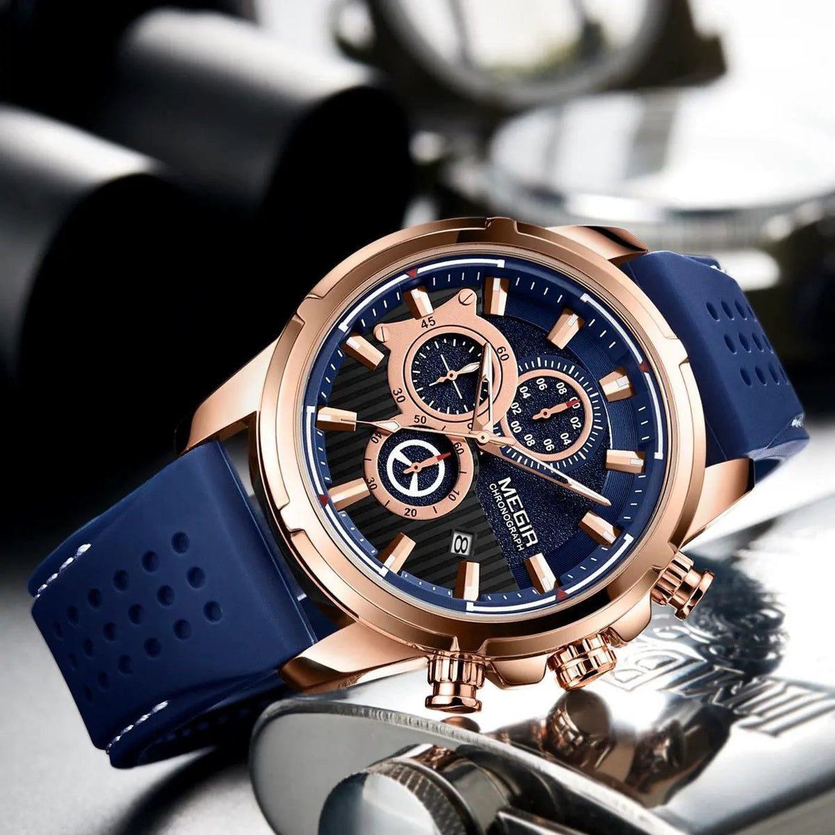 MEGIR Men Watch Silicone Strap Quartz Chronograph Wristwatch Fashion Men's Sport Watches Waterproof Calendar Reloj Hombre 2101 by MEGIR WATCH GROUP