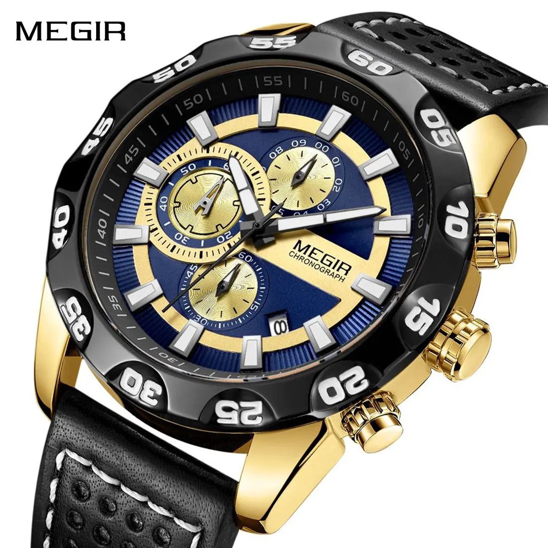 MEGIR Fashion Men's Watch Multifunctional Casual Sport Wristwatch Waterproof Luminous Male Quartz Chronograph Reloj Hombre 2096 by MEGIR WATCH GROUP