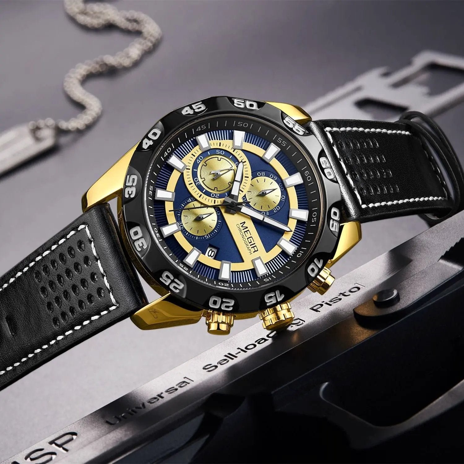 MEGIR Fashion Men's Watch Multifunctional Casual Sport Wristwatch Waterproof Luminous Male Quartz Chronograph Reloj Hombre 2096 by MEGIR WATCH GROUP