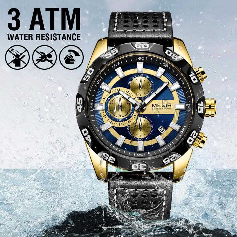 MEGIR Fashion Men's Watch Multifunctional Casual Sport Wristwatch Waterproof Luminous Male Quartz Chronograph Reloj Hombre 2096 by MEGIR WATCH GROUP