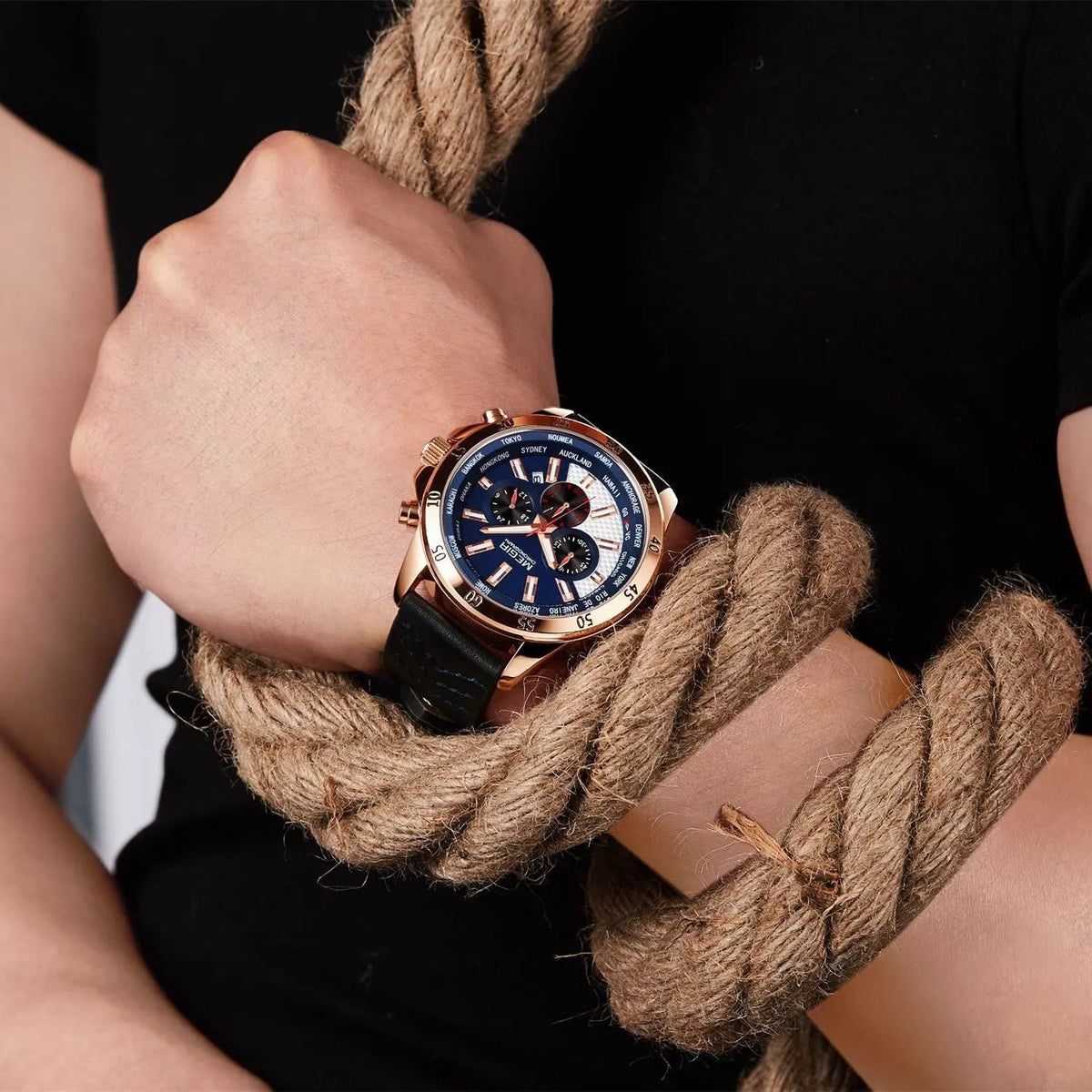 MEGIR Men Sport Watch Luxury Leather Strap Casual Quartz Chronograph Waterproof Luminous Male Wristwatch Relogio Masculino 2103 by MEGIR WATCH GROUP