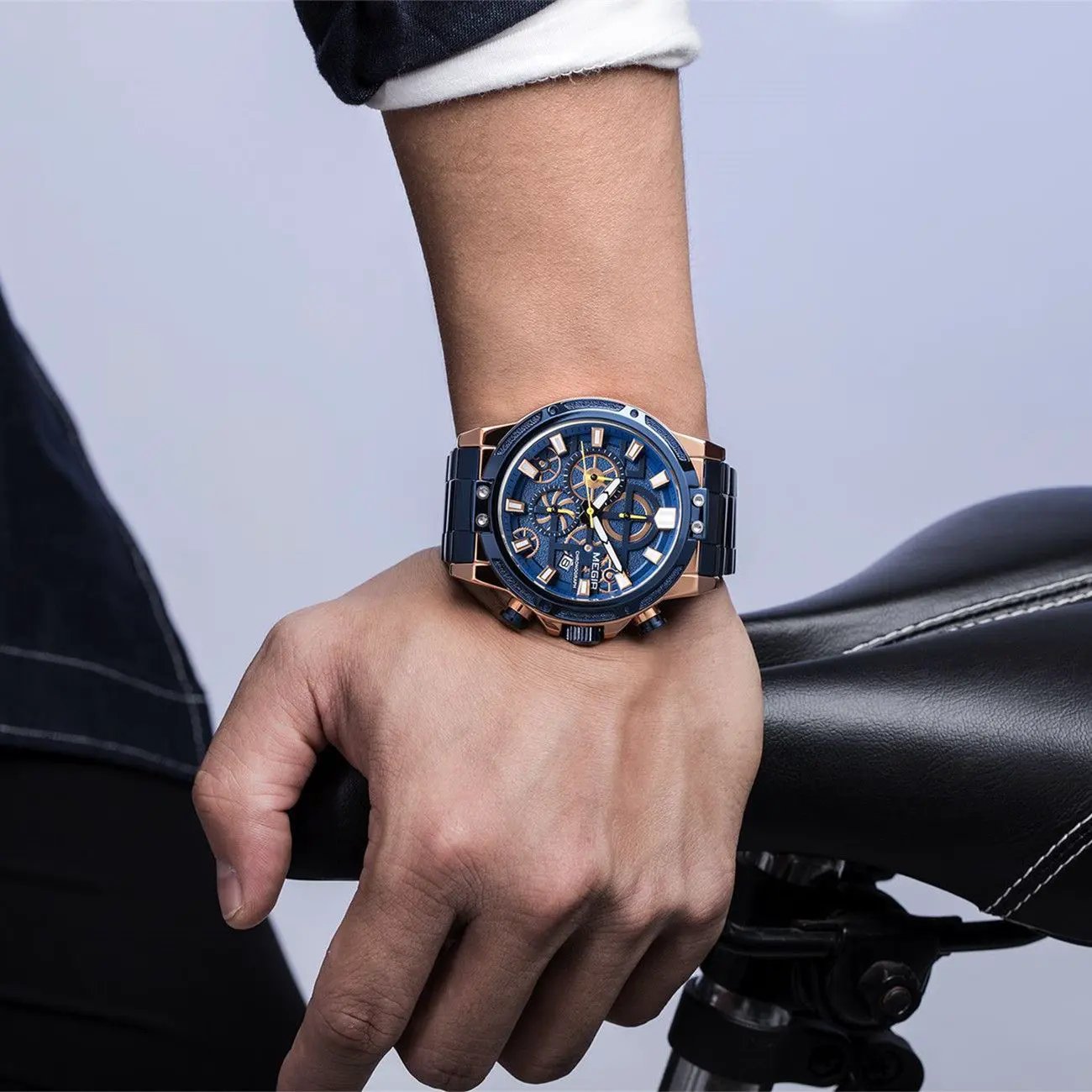MEGIR Luxury Business Watches for Man Stainless Steel Strap Quartz Casual Wristwatch Waterproof Calendar Men Chronograph 2108 by MEGIR WATCH GROUP