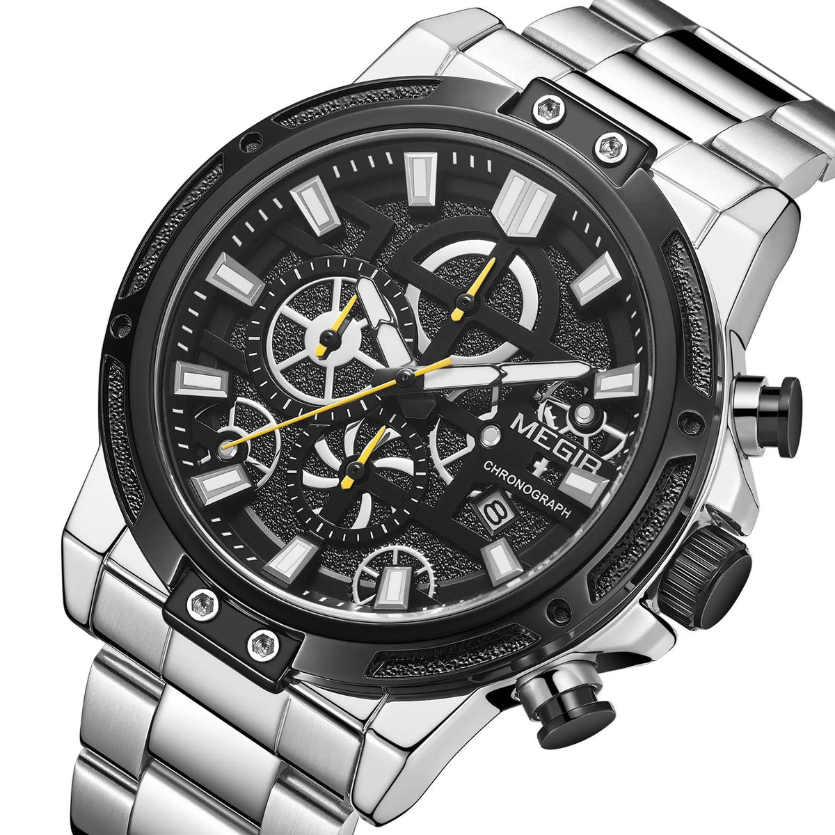 MEGIR Luxury Business Watches for Man Stainless Steel Strap Quartz Casual Wristwatch Waterproof Calendar Men Chronograph 2108 by MEGIR WATCH GROUP