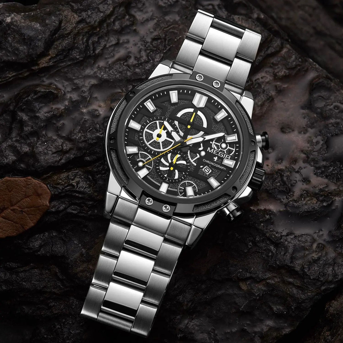 MEGIR Luxury Business Watches for Man Stainless Steel Strap Quartz Casual Wristwatch Waterproof Calendar Men Chronograph 2108 by MEGIR WATCH GROUP