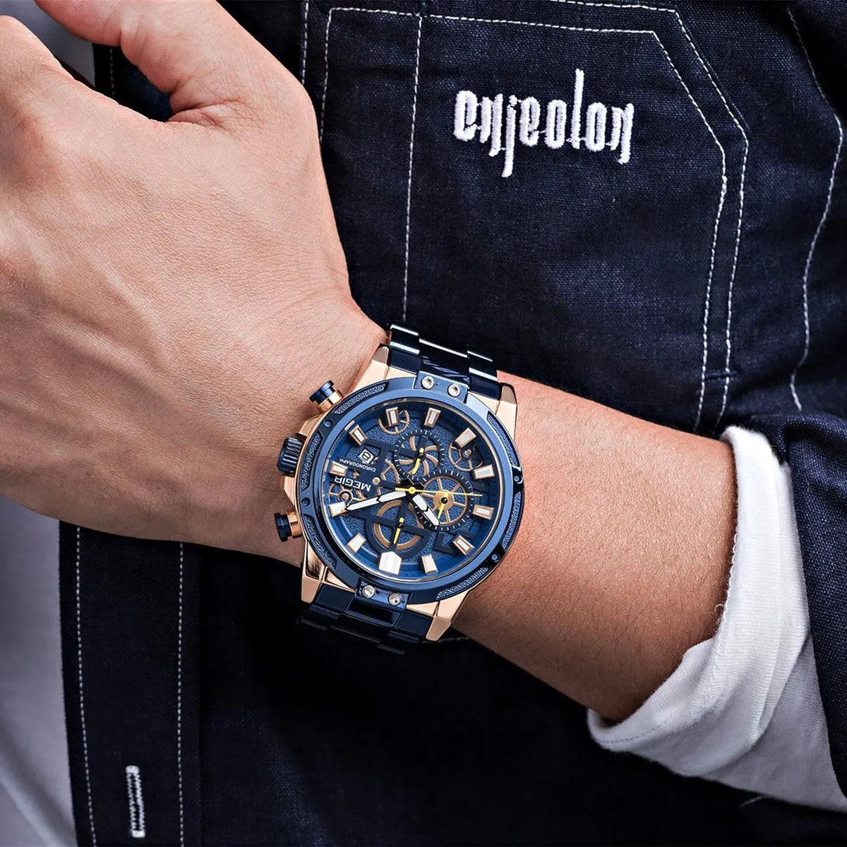 MEGIR Luxury Business Watches for Man Stainless Steel Strap Quartz Casual Wristwatch Waterproof Calendar Men Chronograph 2108 by MEGIR WATCH GROUP