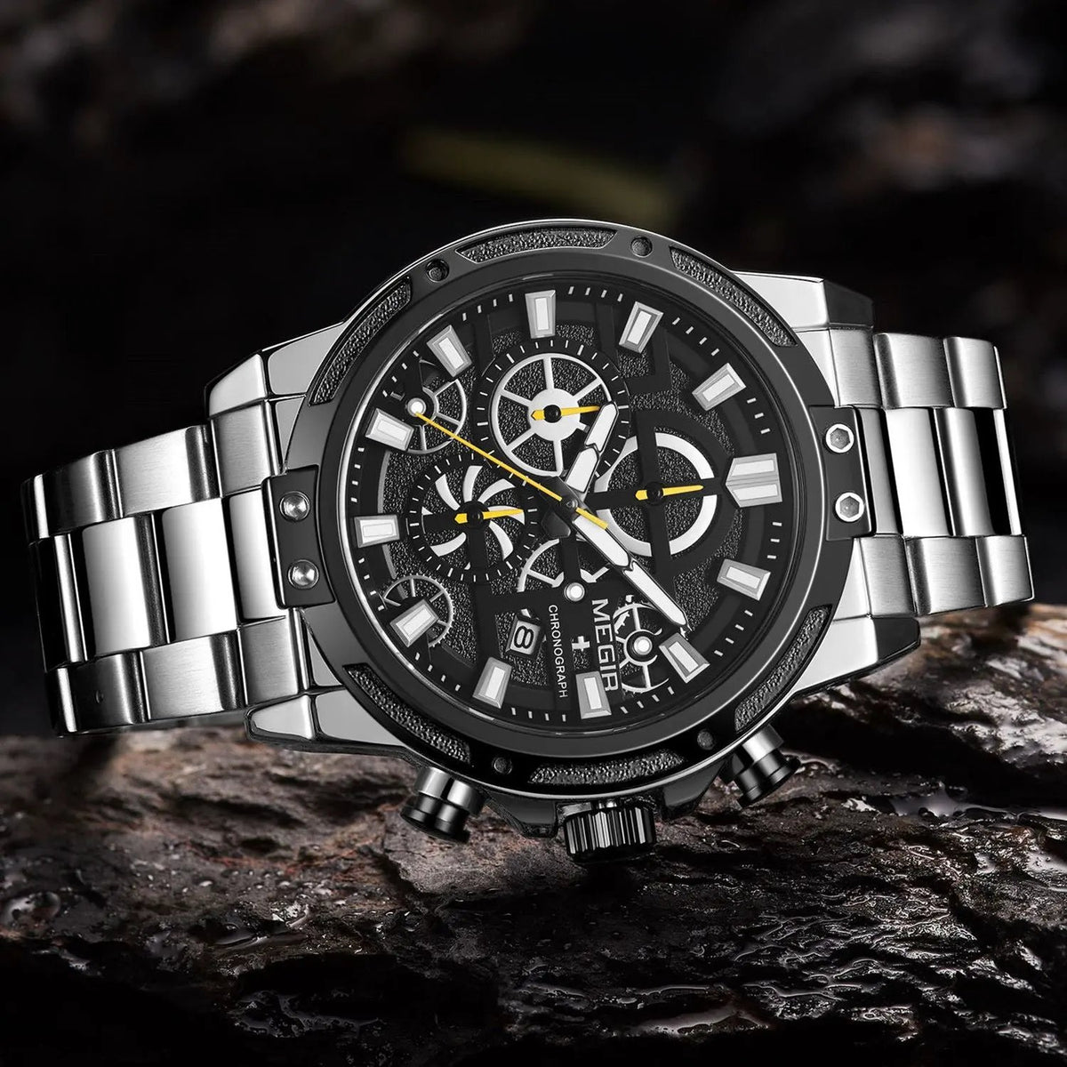 MEGIR Luxury Business Watches for Man Stainless Steel Strap Quartz Casual Wristwatch Waterproof Calendar Men Chronograph 2108 by MEGIR WATCH GROUP