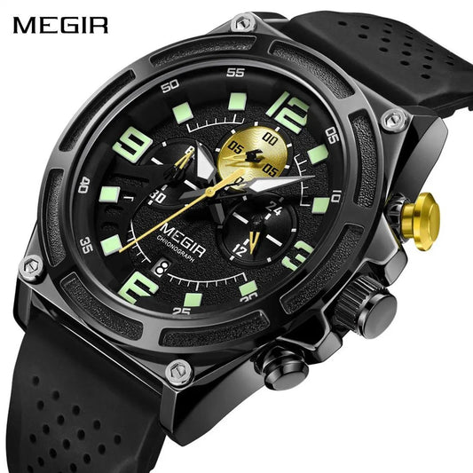 MEGIR Chronograph Luxury Military Sport Watches for Men Waterproof Calendar Silicone Man Quartz Wristwatch Reloj Hombre 2116 by MEGIR WATCH GROUP