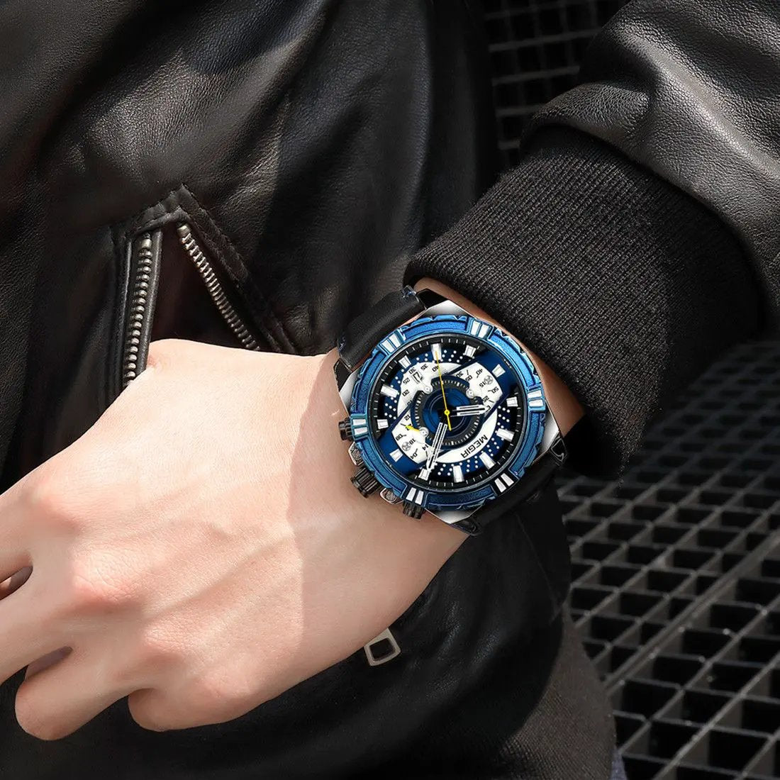 MEGIR Luxury Men Casual Sport Watch Leather Strap Quartz Wristwatch Waterproof Calendar Man Chronograph Clock Montre Homme 2118 by MEGIR WATCH GROUP