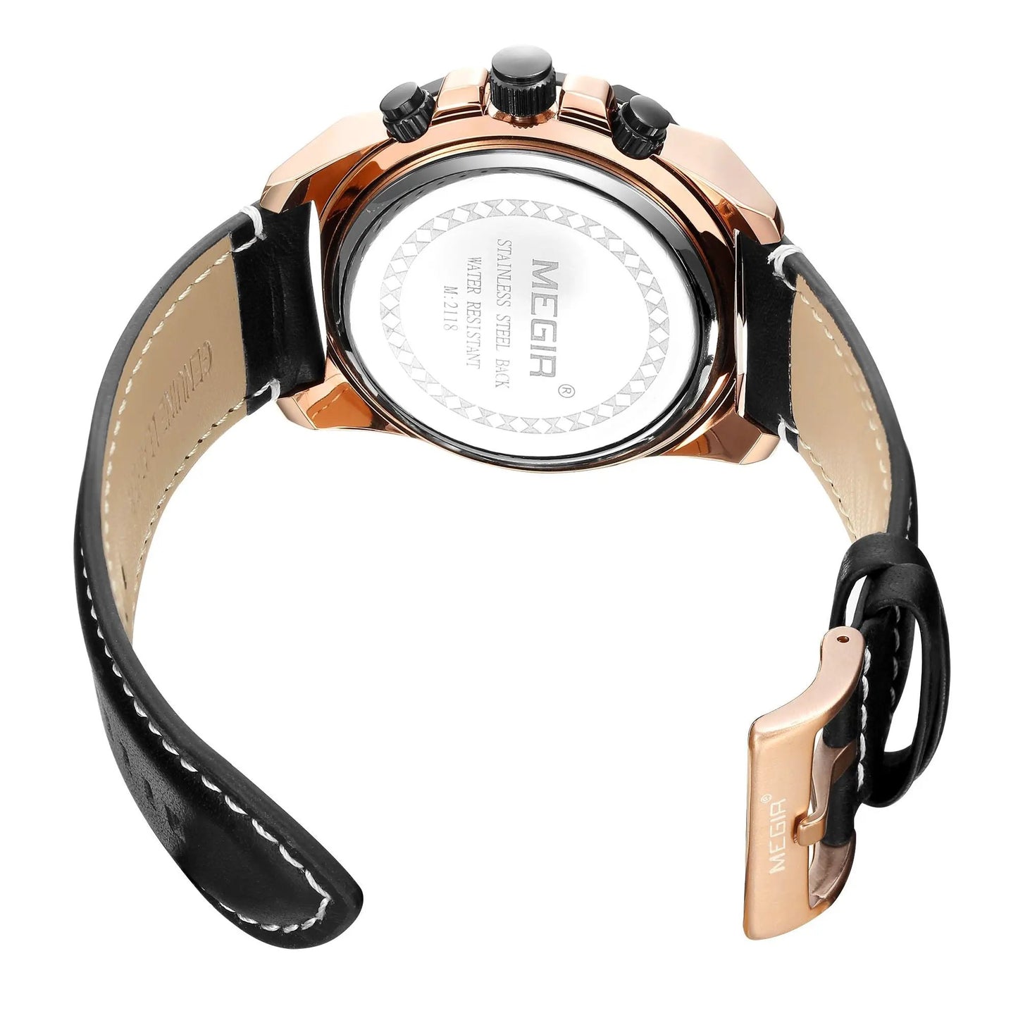 MEGIR Luxury Men Casual Sport Watch Leather Strap Quartz Wristwatch Waterproof Calendar Man Chronograph Clock Montre Homme 2118 by MEGIR WATCH GROUP