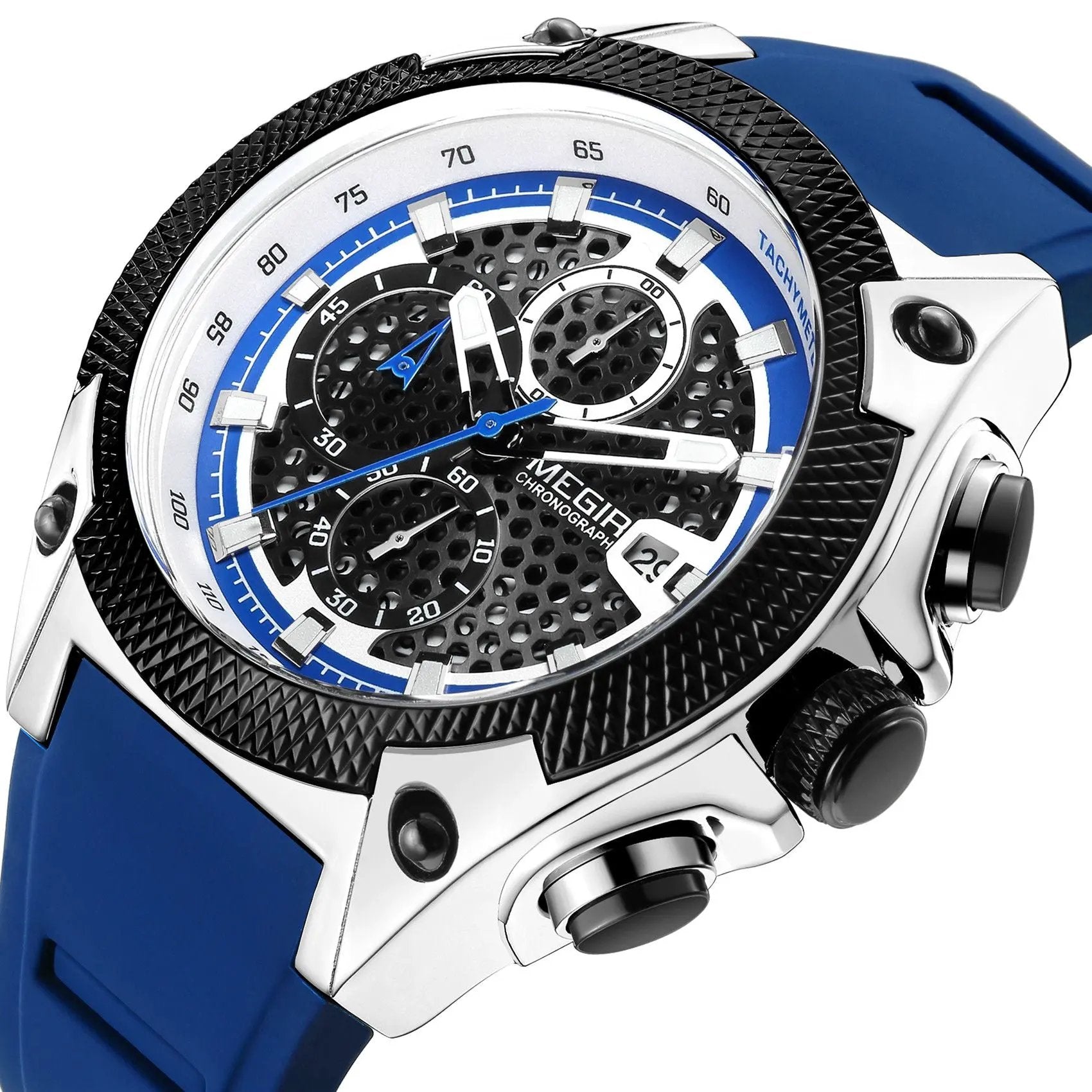 MEGIR Men's Sport Watches Luxury Silicone Strap Man Chronograph Clock Waterproof Luminous Quartz Wristwatch Montre Homme 2127 by MEGIR WATCH GROUP