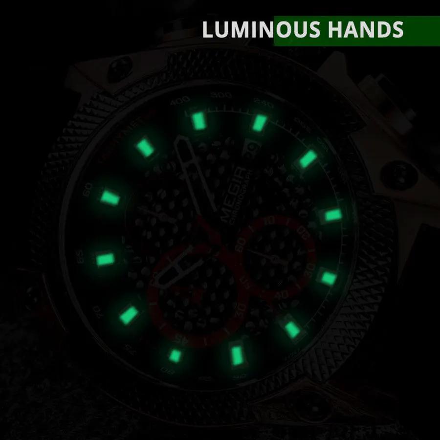 MEGIR Men's Sport Watches Luxury Silicone Strap Man Chronograph Clock Waterproof Luminous Quartz Wristwatch Montre Homme 2127 by MEGIR WATCH GROUP