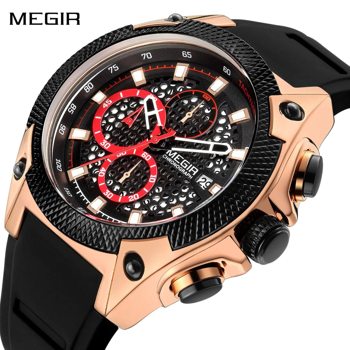 MEGIR Men's Sport Watches Luxury Silicone Strap Man Chronograph Clock Waterproof Luminous Quartz Wristwatch Montre Homme 2127 by MEGIR WATCH GROUP