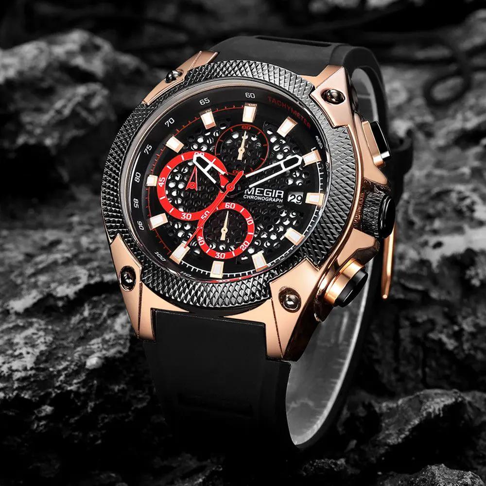 MEGIR Men's Sport Watches Luxury Silicone Strap Man Chronograph Clock Waterproof Luminous Quartz Wristwatch Montre Homme 2127 by MEGIR WATCH GROUP