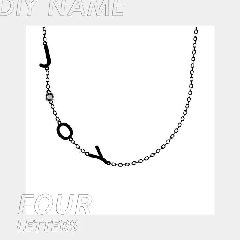 Stainless Steel 26 English Letter Name Necklace by Maiden-Art