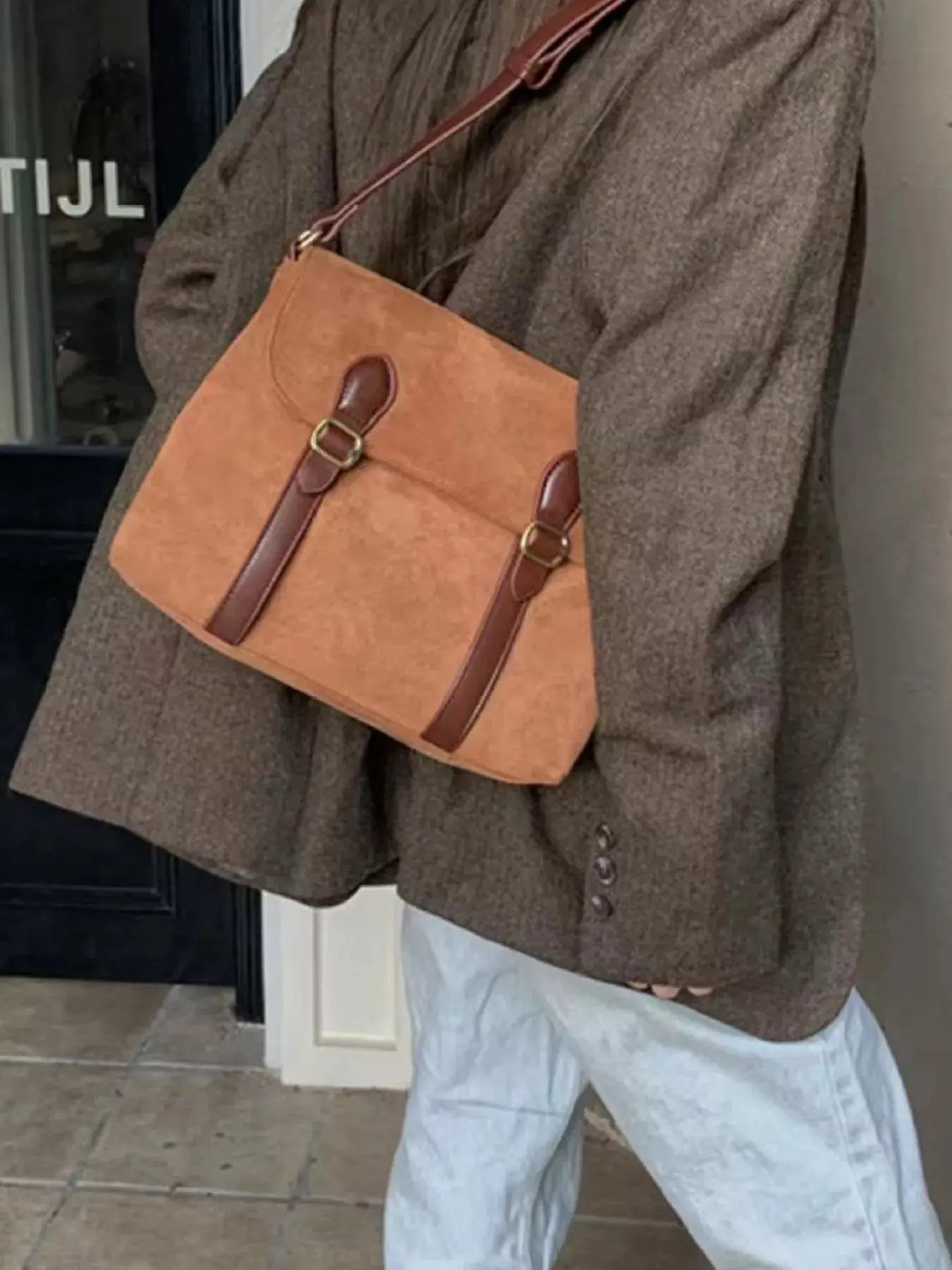 Double Buckle Crossbody Bag by Partner Label