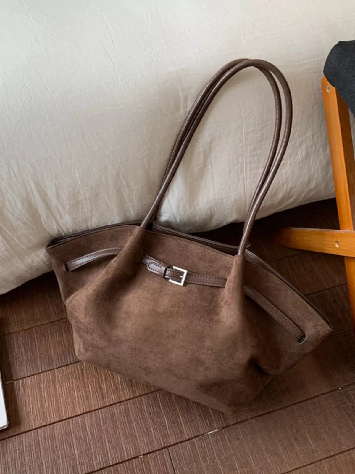 Solid Color Buckle Tote Bag by Partner Label