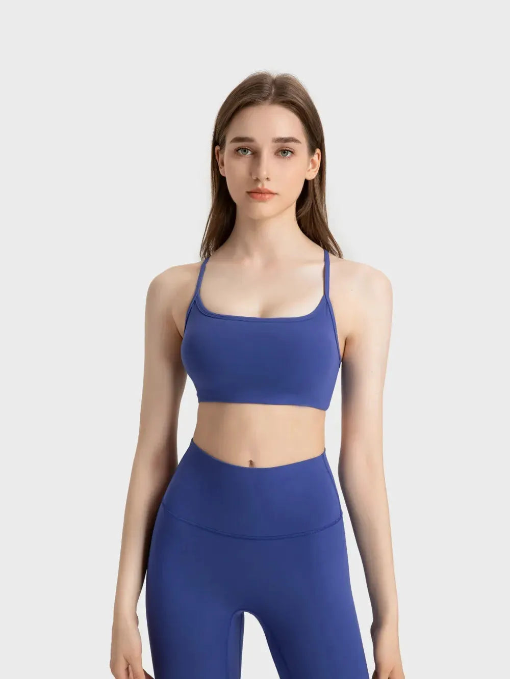 Millennia Crisscross Back Scoop Neck Active Cami with Detachable Chest Pads by Millennia