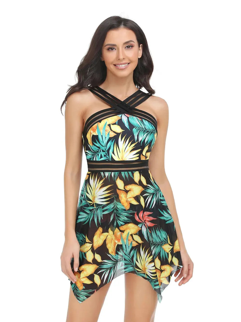 Cutout Printed Two-Piece Swim Set by Partner Label