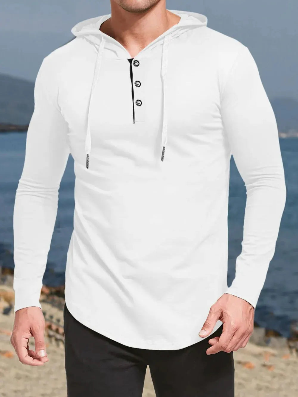Men's Plus Size Drawstring Long Sleeve Hoodie by Trendsi