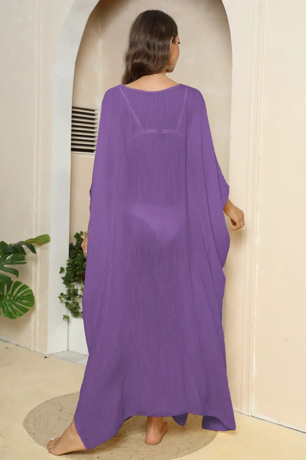 V-Neck Three-Quarter Sleeve Cover-Up by Partner Labels