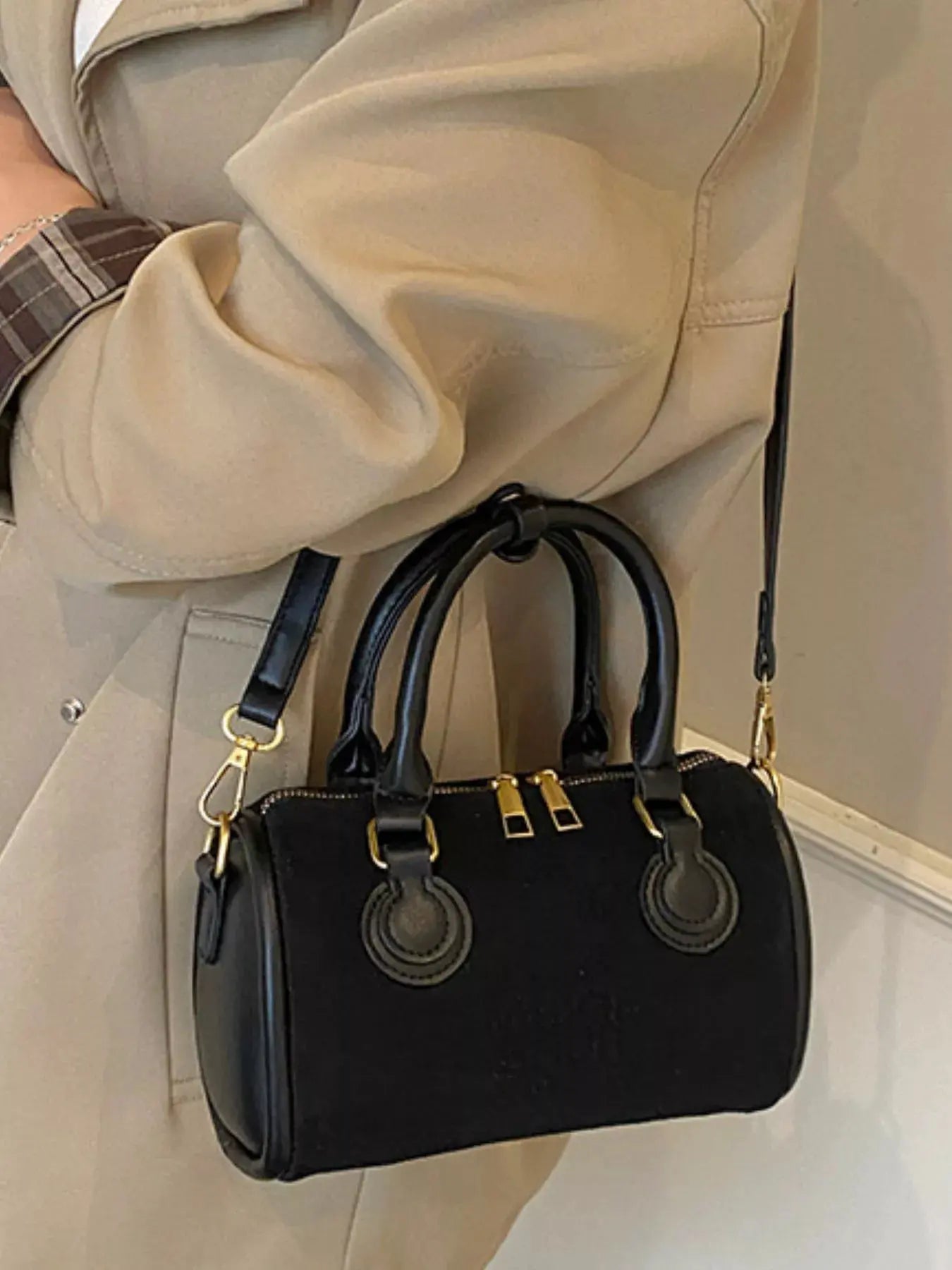 Barrel Crossbody Bag with Top Handle by Partner Label