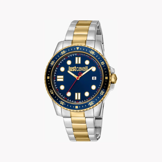 Just Cavalli Men's Two Tone Silver & Gold Watch, Blue Dial | Jc1g246m0275 by JUST CAVALLI