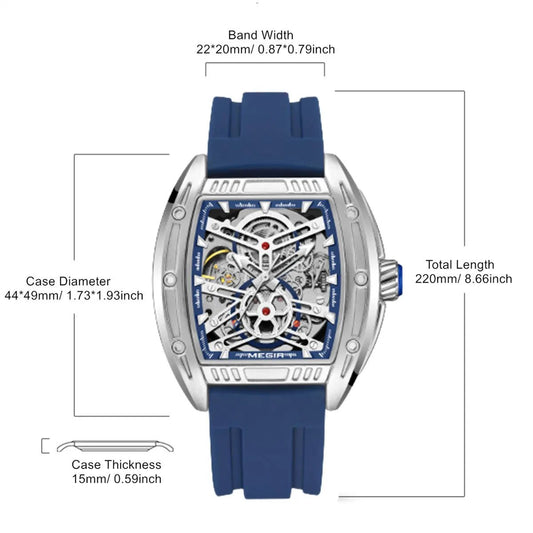 MEGIR Original Luxury Sport Watch for Men Silicone Band Automatic Mechanical Movement WristWatches Luminous Clock Reloj Hombre 8601 by MEGIR WATCH GROUP