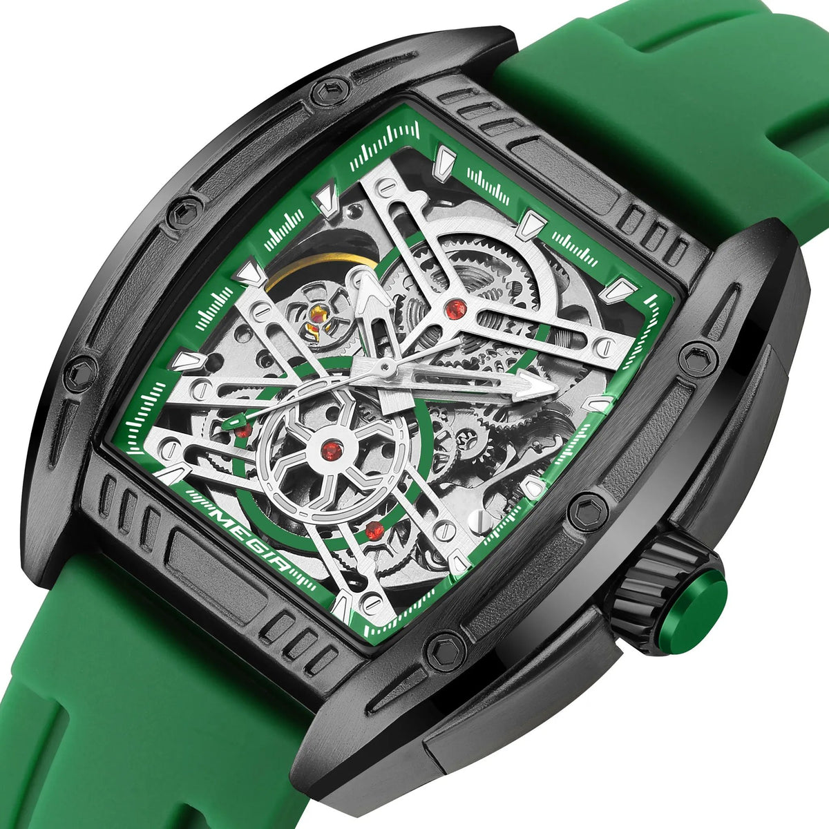 MEGIR Original Luxury Sport Watch for Men Silicone Band Automatic Mechanical Movement WristWatches Luminous Clock Reloj Hombre 8601 by MEGIR WATCH GROUP