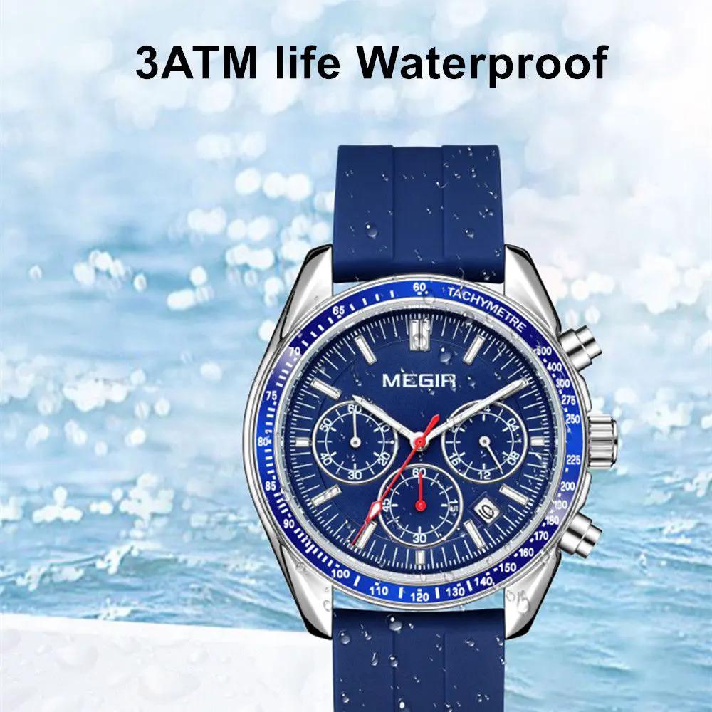 MEGIR Analog Quartz Wrist Watch Chronograph Luminous Business Sport Watches with Silicone Strap Calendar Man Clock Reloj Hombre 8105 by MEGIR WATCH GROUP