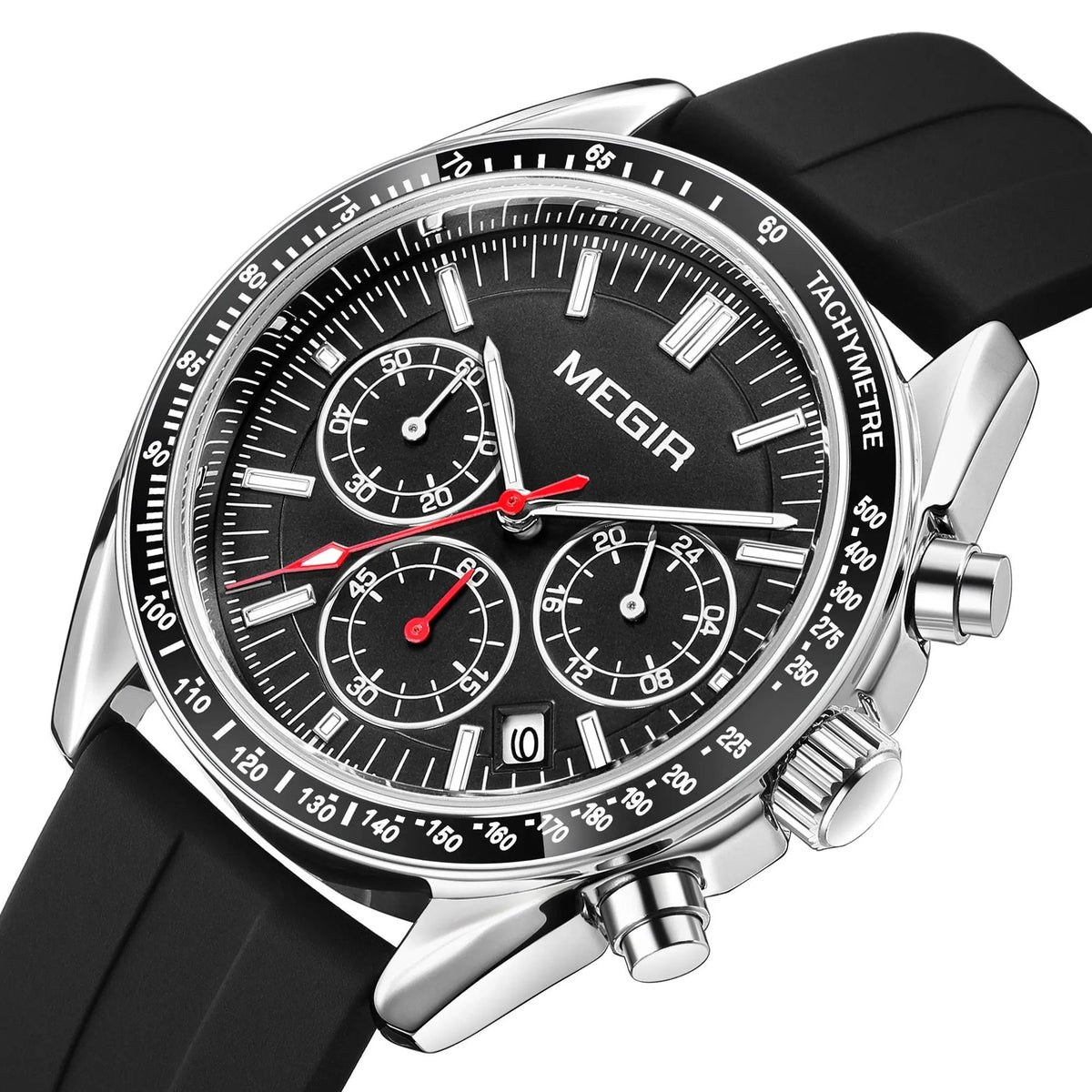 MEGIR Analog Quartz Wrist Watch Chronograph Luminous Business Sport Watches with Silicone Strap Calendar Man Clock Reloj Hombre 8105 by MEGIR WATCH GROUP
