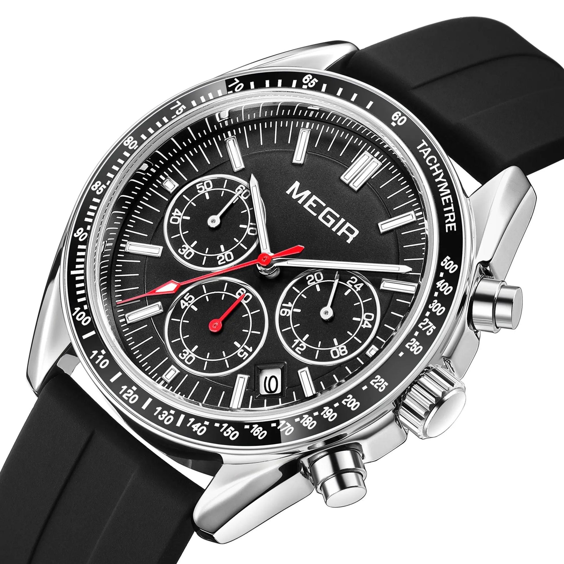 MEGIR Analog Quartz Wrist Watch Chronograph Luminous Business Sport Watches with Silicone Strap Calendar Man Clock Reloj Hombre 8105 by MEGIR WATCH GROUP