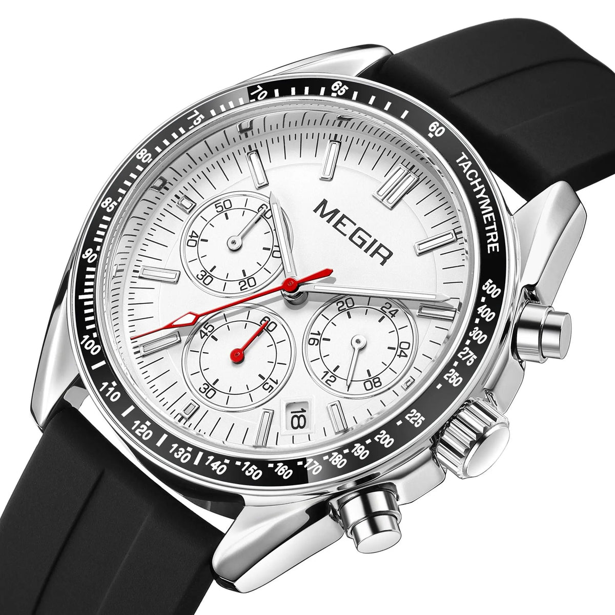 MEGIR Analog Quartz Wrist Watch Chronograph Luminous Business Sport Watches with Silicone Strap Calendar Man Clock Reloj Hombre 8105 by MEGIR WATCH GROUP