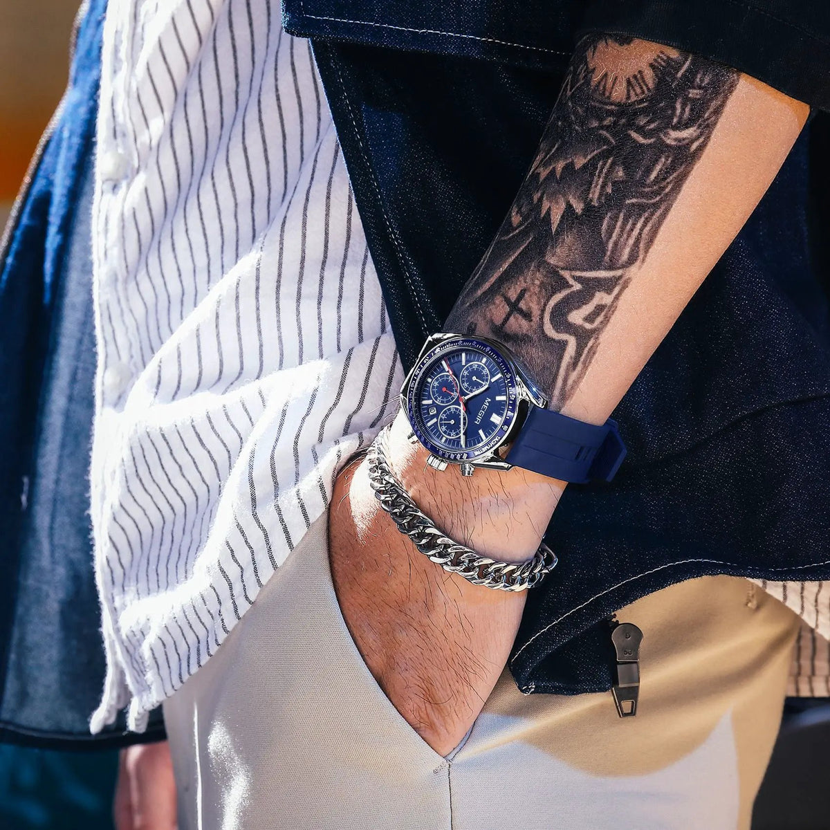 MEGIR Analog Quartz Wrist Watch Chronograph Luminous Business Sport Watches with Silicone Strap Calendar Man Clock Reloj Hombre 8105 by MEGIR WATCH GROUP