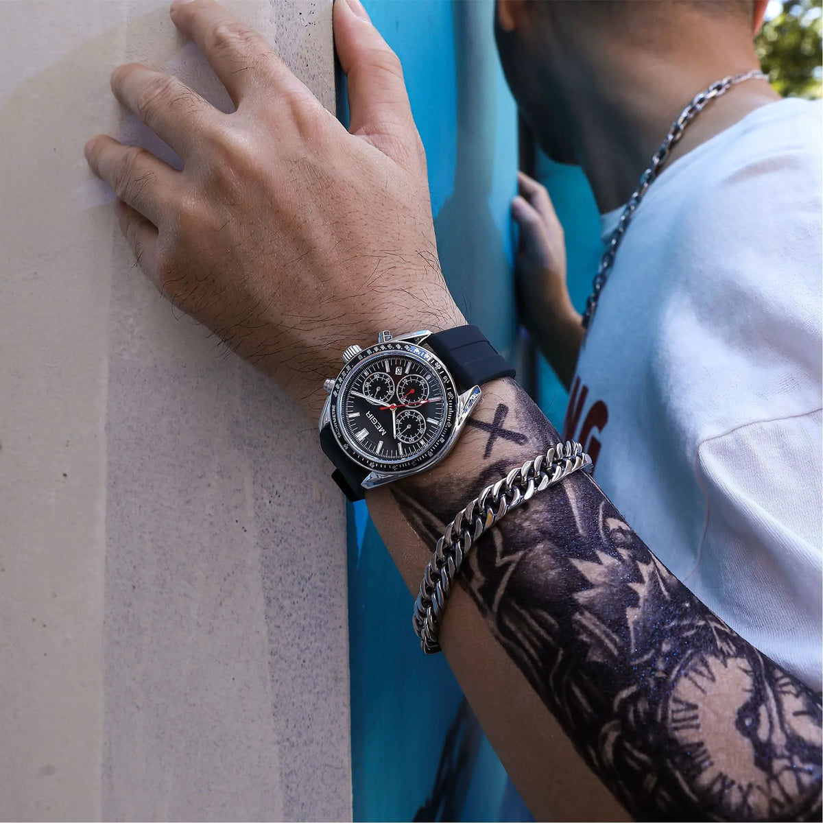 MEGIR Analog Quartz Wrist Watch Chronograph Luminous Business Sport Watches with Silicone Strap Calendar Man Clock Reloj Hombre 8105 by MEGIR WATCH GROUP