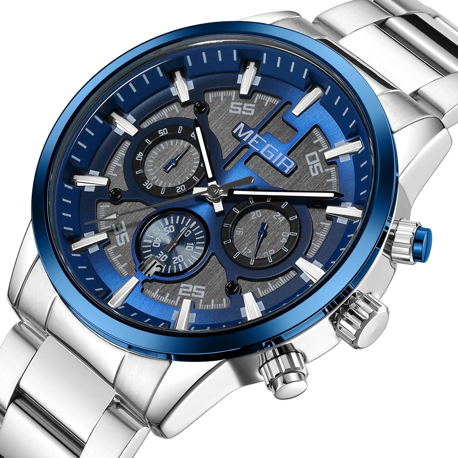 MEGIR Luxury Watch Mens Business Watches Calendar Stainless Steel Quartz Wrist Watch Clock Casual Chronograph Relogio Masculino 2220 by MEGIR WATCH GROUP