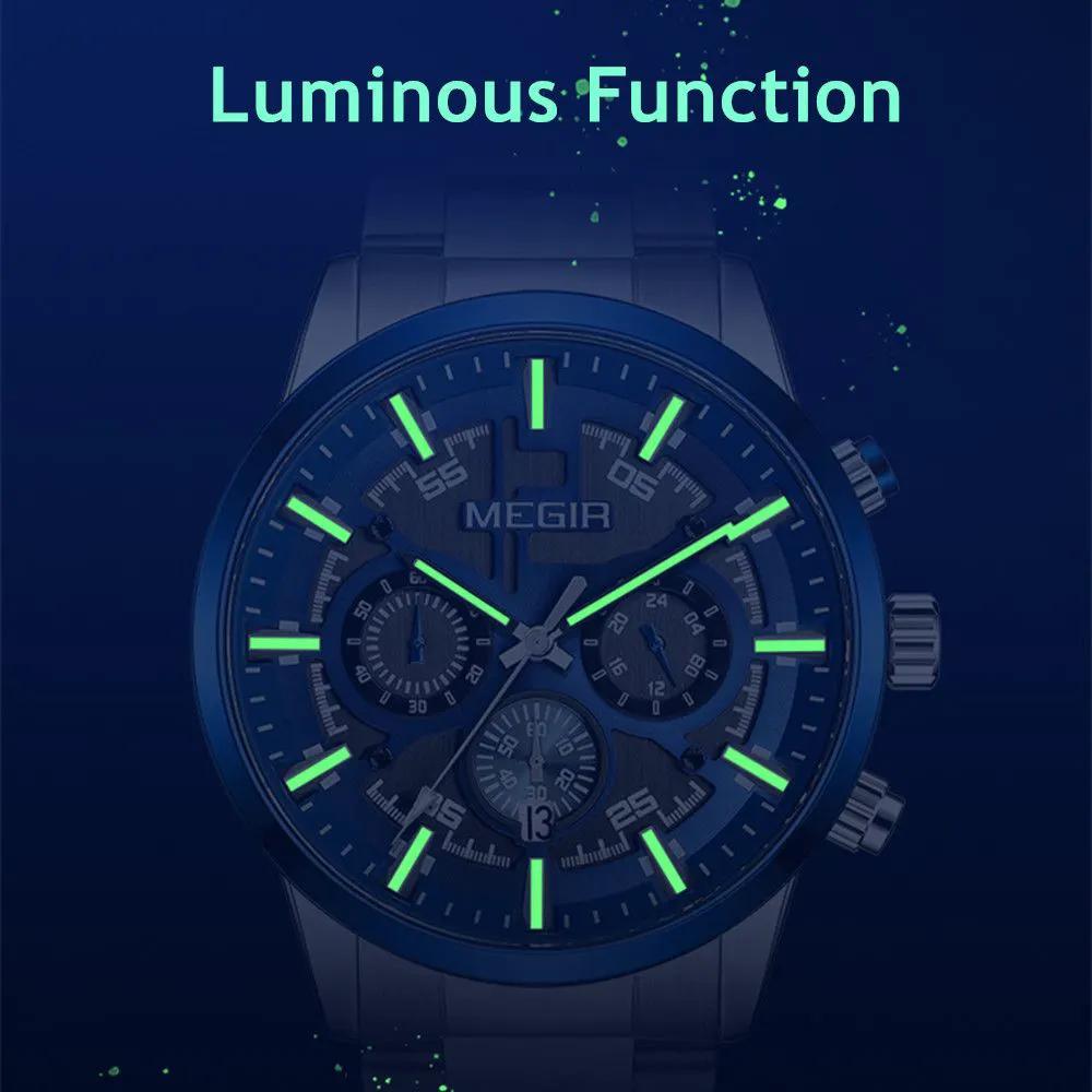 MEGIR Luxury Watch Mens Business Watches Calendar Stainless Steel Quartz Wrist Watch Clock Casual Chronograph Relogio Masculino 2220 by MEGIR WATCH GROUP