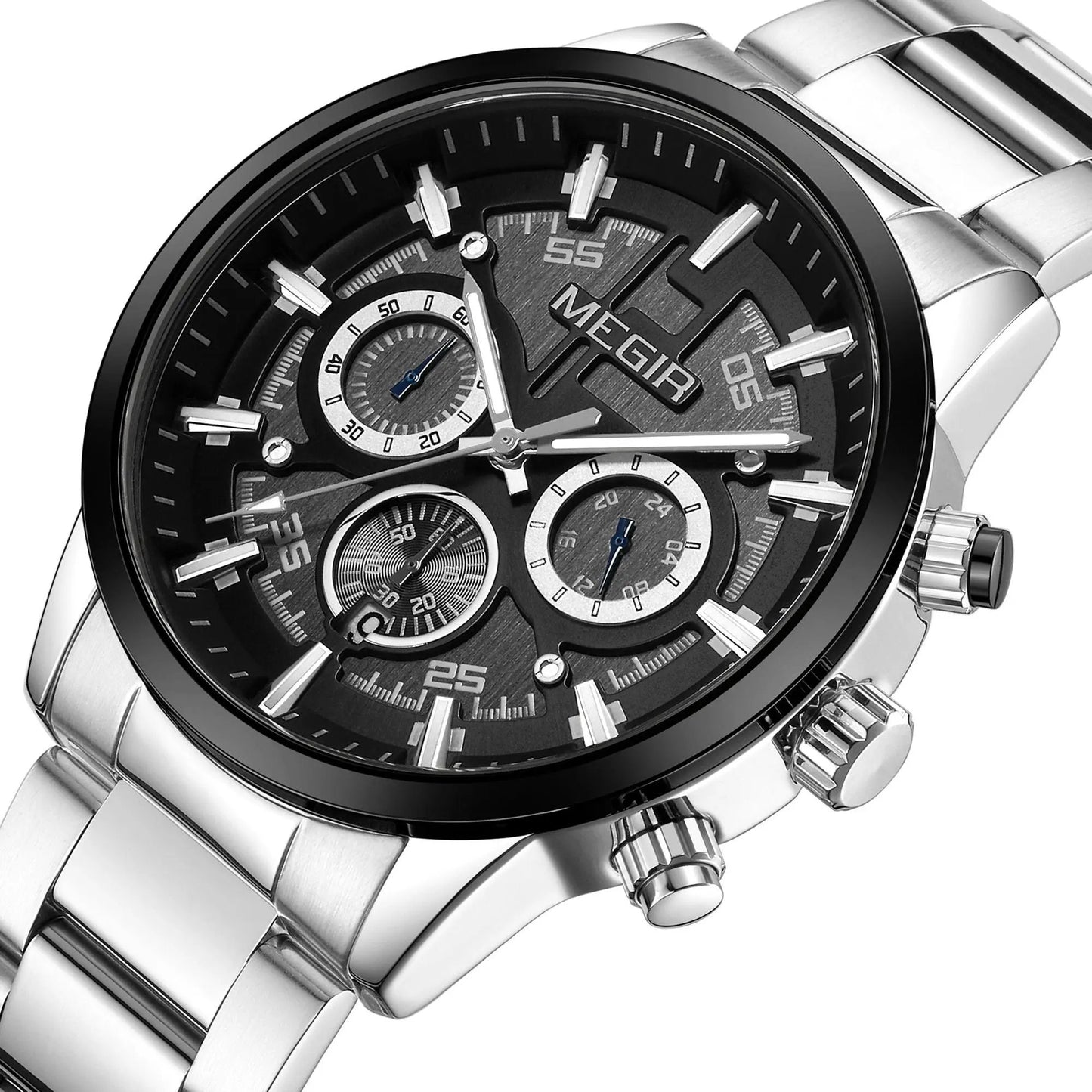 MEGIR Luxury Watch Mens Business Watches Calendar Stainless Steel Quartz Wrist Watch Clock Casual Chronograph Relogio Masculino 2220 by MEGIR WATCH GROUP