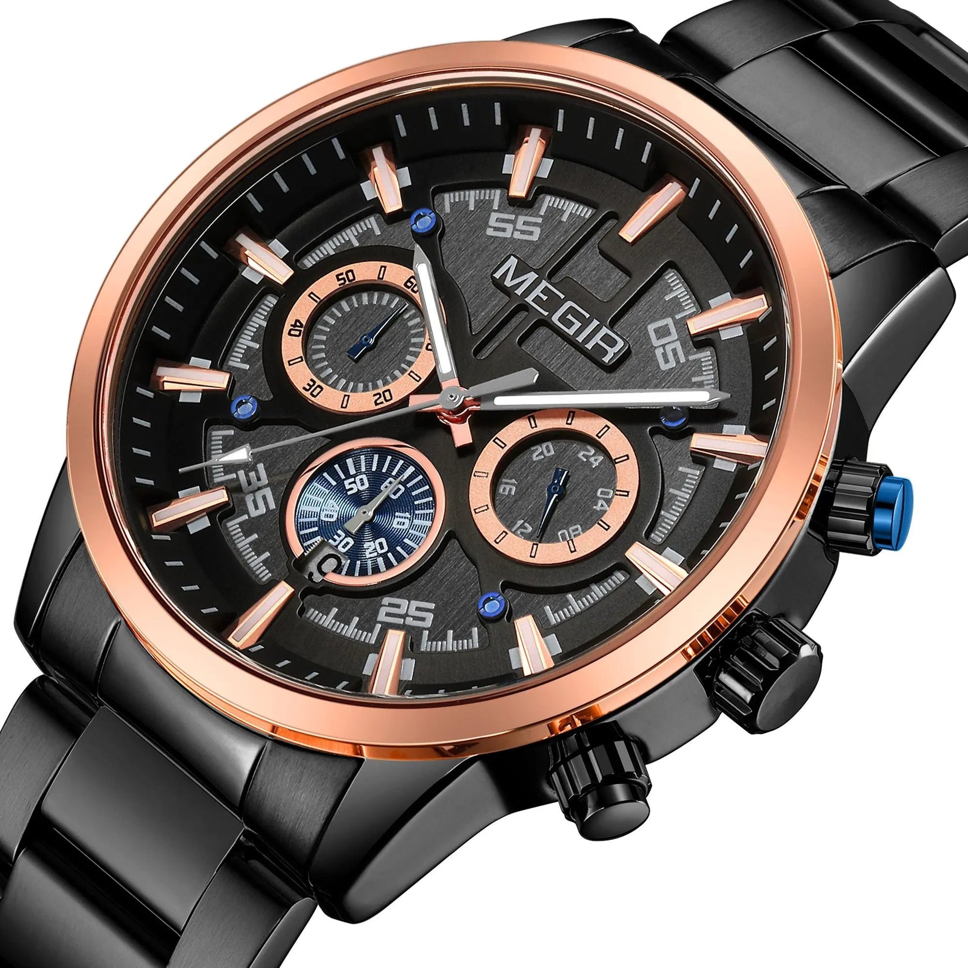 MEGIR Luxury Watch Mens Business Watches Calendar Stainless Steel Quartz Wrist Watch Clock Casual Chronograph Relogio Masculino 2220 by MEGIR WATCH GROUP
