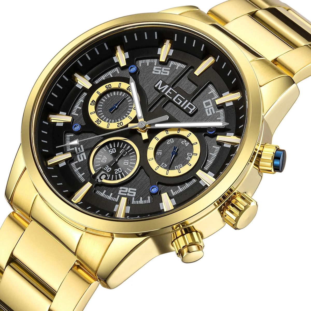 MEGIR Luxury Watch Mens Business Watches Calendar Stainless Steel Quartz Wrist Watch Clock Casual Chronograph Relogio Masculino 2220 by MEGIR WATCH GROUP
