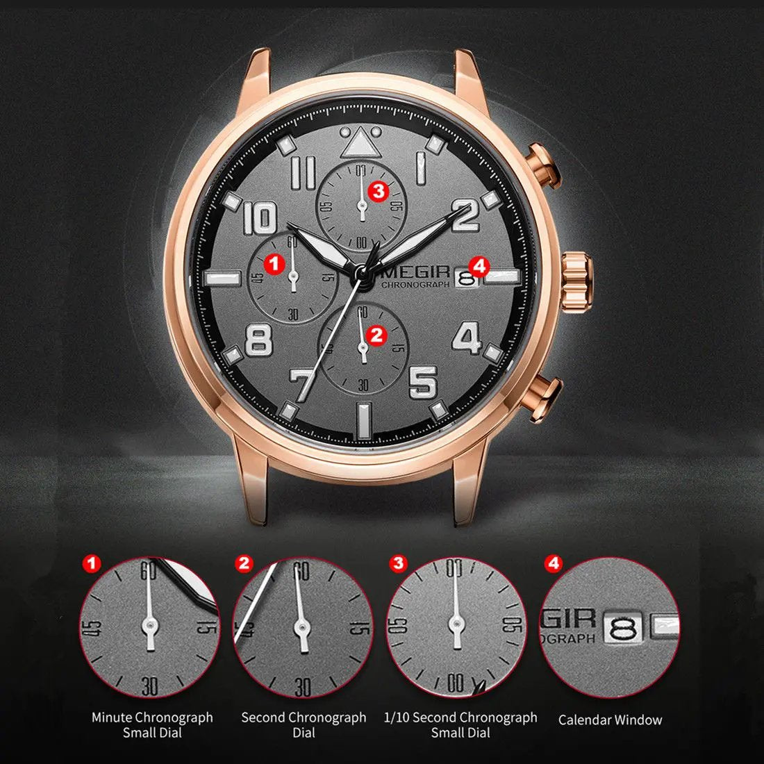 MEGIR Luxury Watches for Mens Casual Business Quartz Wrist Watch Calendar Date Man Clock Chronograph Relogio Masculino 2157 by MEGIR WATCH GROUP