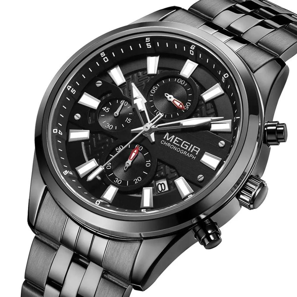 MEGIR Fashion Men Watches Luxury Business Wristwatch Stainless Steel Quartz Watch Calendar Luminous Man Clock Relogio Masculino 2154 by MEGIR WATCH GROUP
