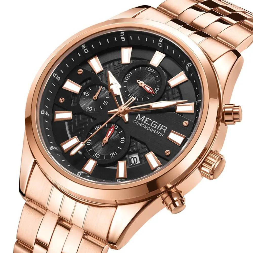 MEGIR Fashion Men Watches Luxury Business Wristwatch Stainless Steel Quartz Watch Calendar Luminous Man Clock Relogio Masculino 2154 by MEGIR WATCH GROUP