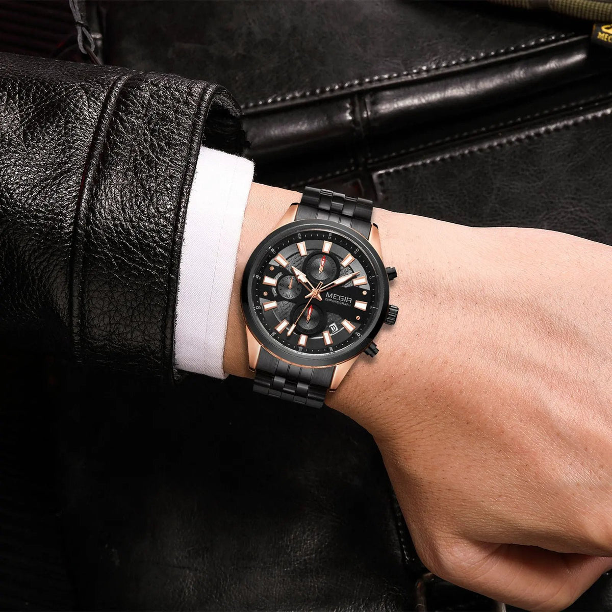 MEGIR Fashion Men Watches Luxury Business Wristwatch Stainless Steel Quartz Watch Calendar Luminous Man Clock Relogio Masculino 2154 by MEGIR WATCH GROUP